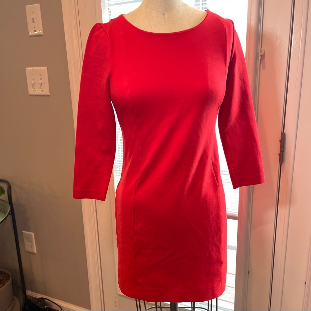 J.Crew Red Ponte Mini Dress Work Holiday Date Night XXS - Picture 2 of 13